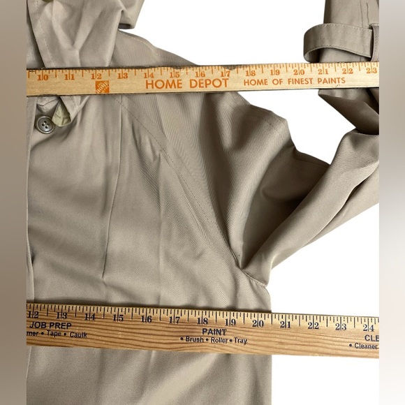 Misty Harbor Trench Coat Hooded Beige Kahaki Long Belted Jacket Women’s 12 Vtg - Picture 12 of 16